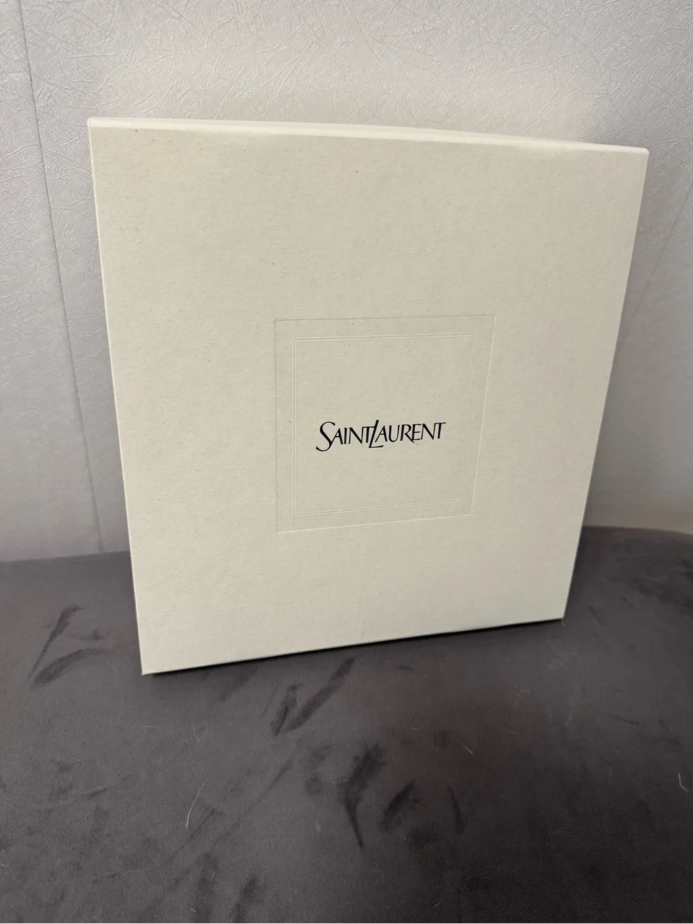 Saint Laurent Cream gift box w/card. 10”x10.5x2.5